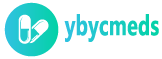 YBYCMeds logo featuring two medicine capsules against a blue-green background