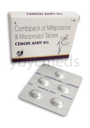 Cardboard pack and sachet of medical abortion kit comprising one mifepristone and four misoprostol