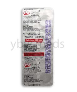 back of ten tablet pack of misoprostol for medical use