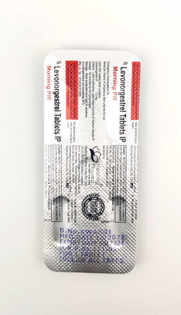 back of plan B morning after pills for emergency contraception showing active ingredients