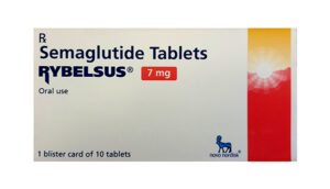 Packaging of Rybelsus 7mg tablets for weight management, containing ten tablets
